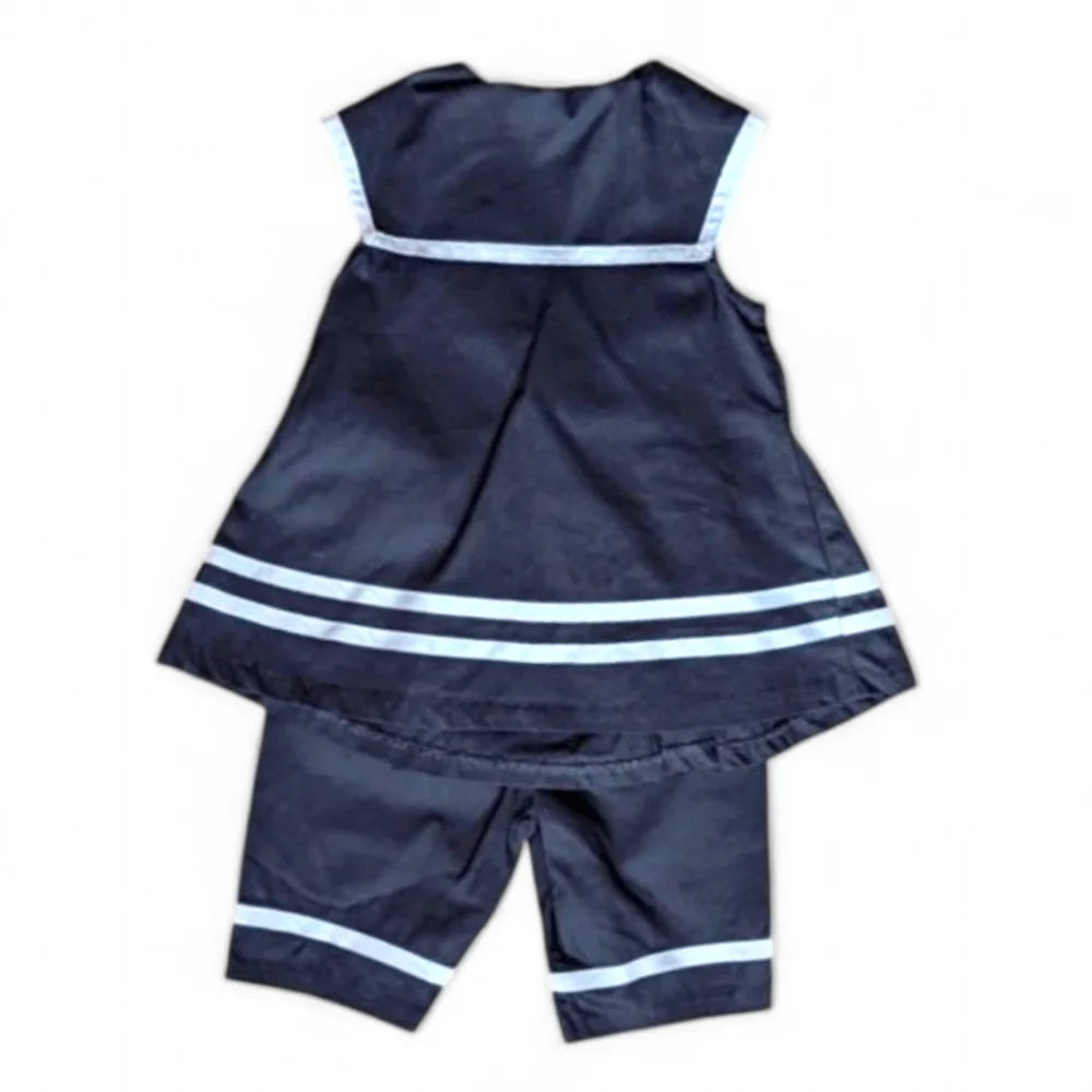 Bonnie Baby Sailor Two Piece Outfit Set sz 12 Mos Navy Blue & white